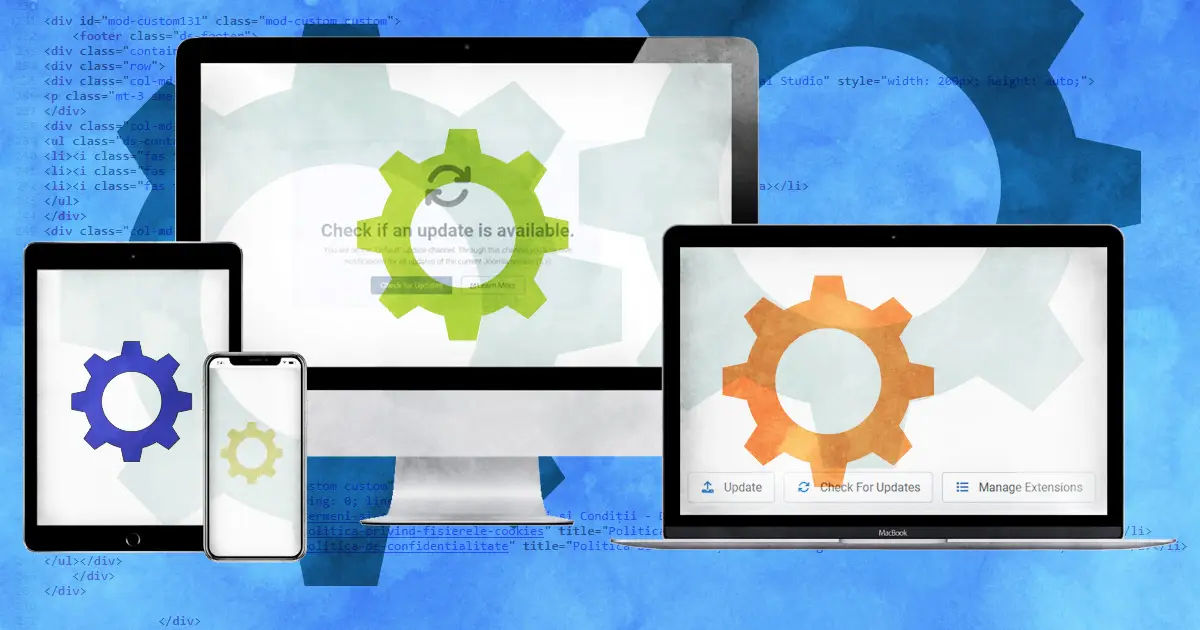 Actualizări de securitate și mentenanță pentru sisteme CMS (Joomla, WordPress) realizate de echipa Digital Studio.