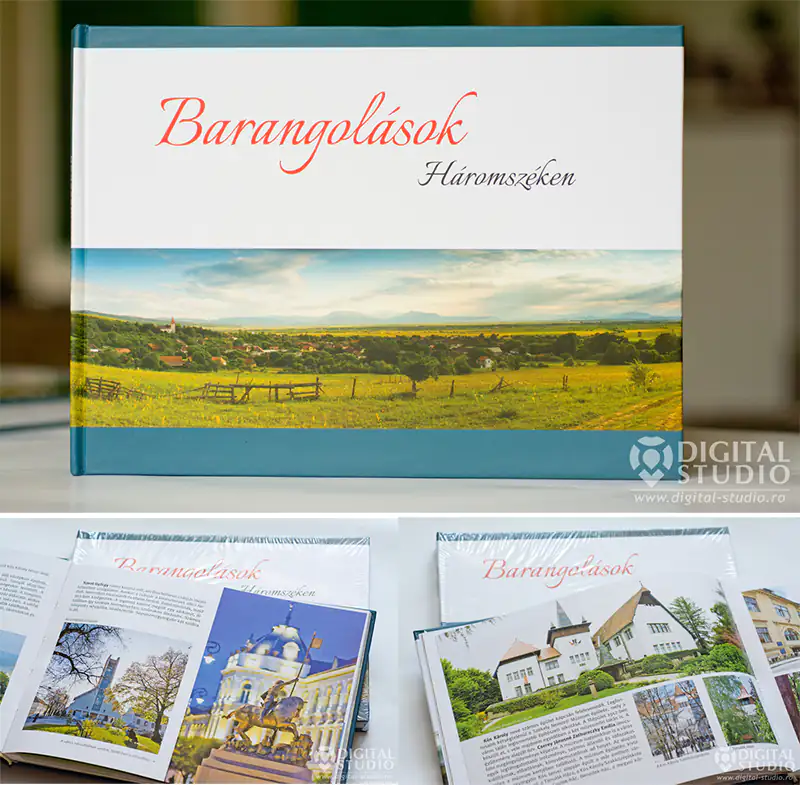 Design editorial si pre-press pentru album turistic în Covasna. Design grafic și layout pentru albumul foto și ghidul turistic Barangolások Háromszéken.